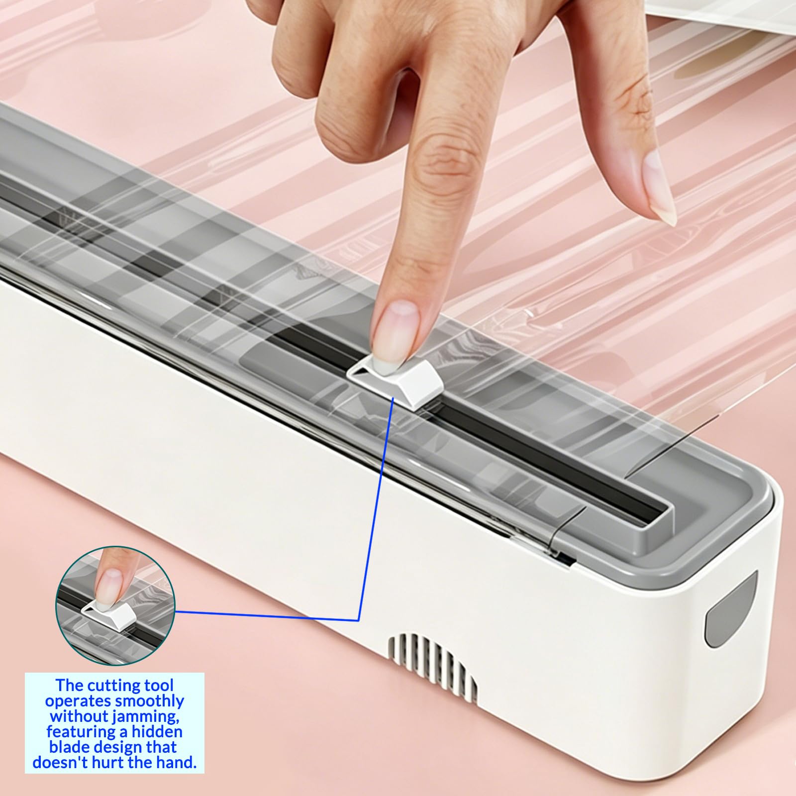 Magnétique Distributeur de Film Alimentaire, Plastique Dévidoir de Film avec Cutter, Distributeur Coupe-capsule Distributeur de Films Magnétique pour Cuisine (Gris)