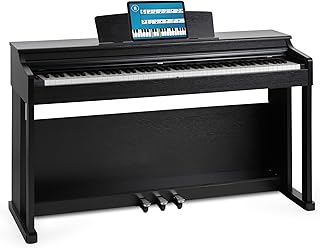McGrey DP-19 SM E-Piano - 88 gewichtete Tasten mit Hammermechanik und Anschlagdynamik - 8 Klänge - Dual- und Transpose-Funktion - Tastaturabdeckung - 3 Pedale - Schwarz matt