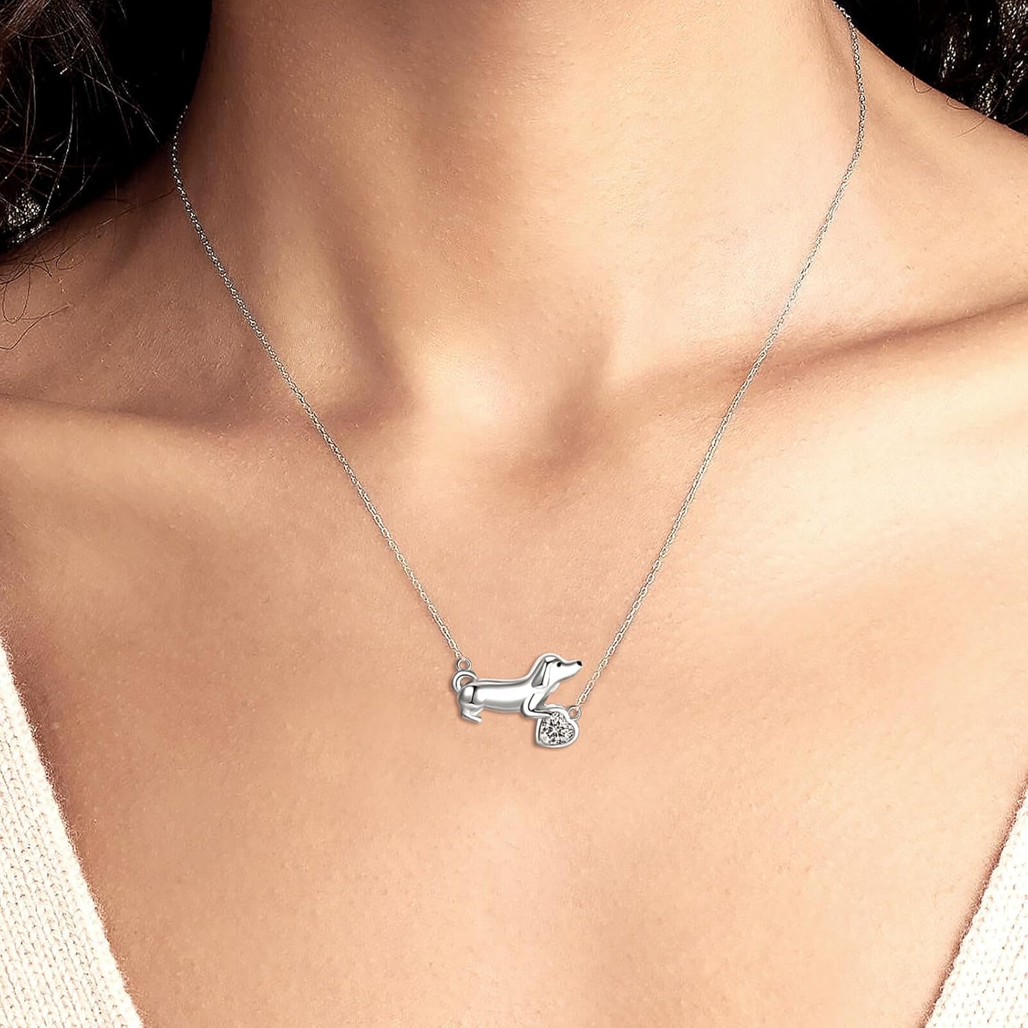 925 Sterling Silver Dachshund Necklace Cute Dog Jewelry Gifts for Dachshund Lovers Women - Image 5