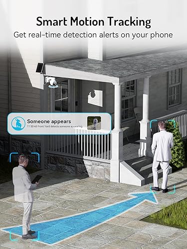 Miniatura 4 de blurams Cámara solar 2K inalámbrica para exteriores, cámaras de seguridad PTZ de 360 inalámbricas para exteriores con seguimiento automático humano,