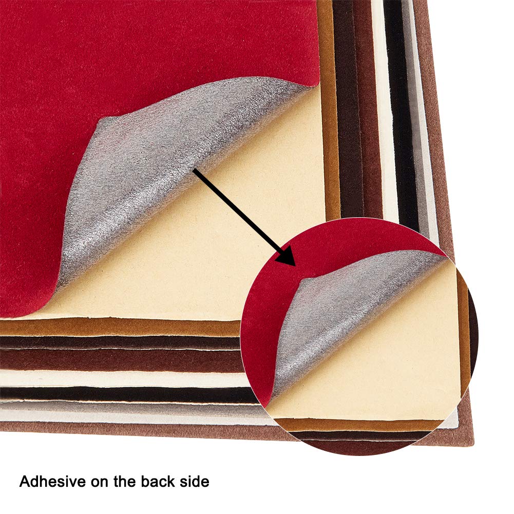 BENECREAT 18PCS 9 Color Velvet Fabric Sticky Back Adhesive Back Sheets, A4 Sheet (8.3" x 11.8"), Self-Adhesive, Durable and Water Resistant, Multi-Purpose, Ideal for Art and Craft Making