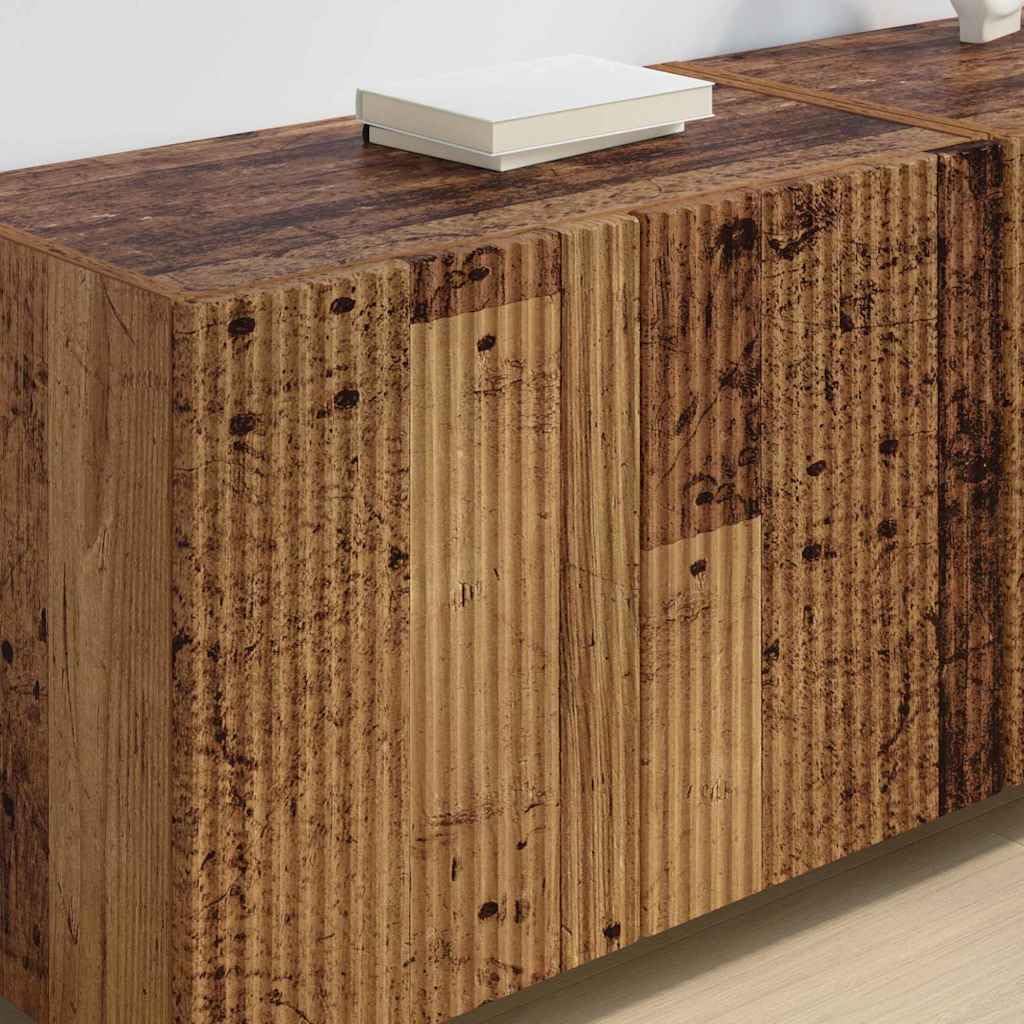 Mobile da parete per TV, in legno anticato, 59,5 x 31 x 40 cm, con 2 ante e ripiano, credenza bassa per soggiorno, camera da letto, home theatre, gaming, angolo, spazio per multimediali