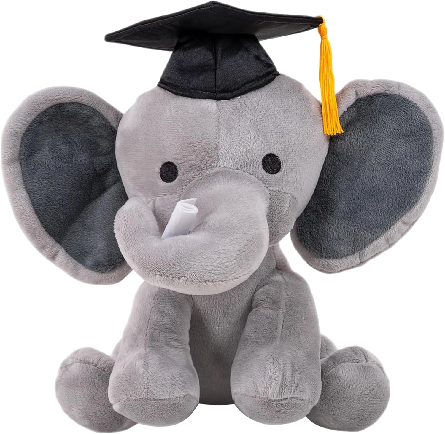Graduation Plush Toy 2026 – Soft Stuffed Animal Plush with Cap & Diploma/Gown/Sash – Graduation Gift for Kids Preschool Kindergarten College Achievements (Elephant with Cap & Diploma)