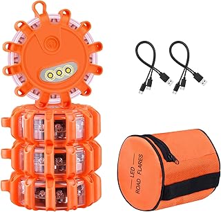 Rechargeable USB C Gyrophare Balise De Signalisation Lumineuse LED avec 9 modes Lampe d'Avertissement Clignotant Eclairage d'urgence Voiture,Type C chargeur clignotant lumière d'avertissement (4)
