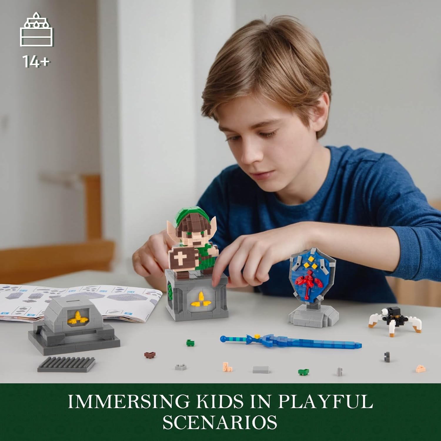 Finger Rock Link Building Set, Game Action Figure Building Kit, 4 in 1 BOTW Holding Master Sword and Hylian Shield Guardian Toys Gifts for Adults Teens 14+ (1200 PCS)