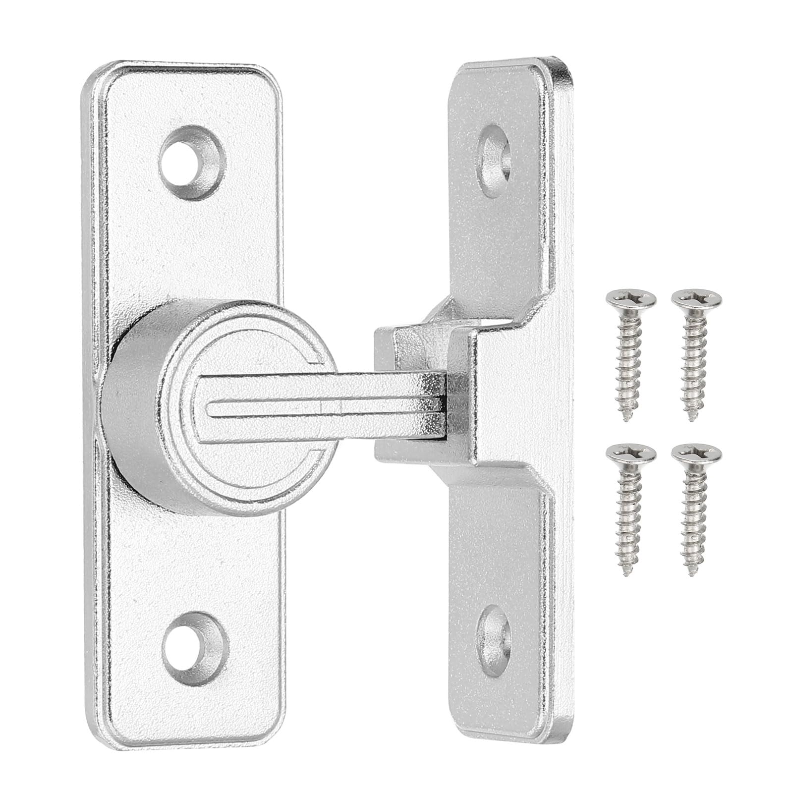 PATIKIL 90 Degree Barn Door Lock, Flip Latches Zinc Alloy Safety Sliding Door Bolt Latch Lock for Garden Garage Bathroom Gate Silver