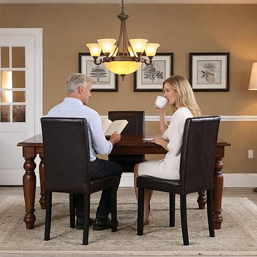 Miniatura 10 de SUPER DEAL Juego de 4 sillas de comedor de piel sintética con patas de madera, resistentes al agua y al aceite, elásticas, sillas de cocina,