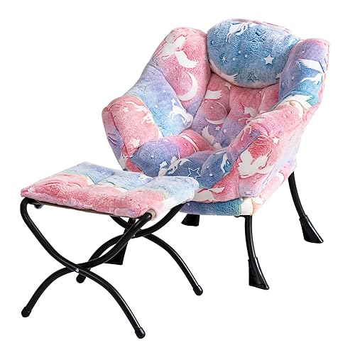 Welnow Toddler Kids Lazy Chair with Ottoman, Glow in The