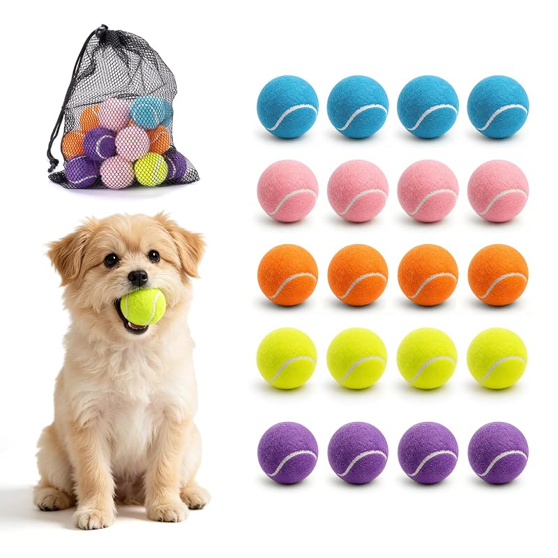 Bola de Tênis Mini para Cães em Borracha e Feltro ZIYIZE Mix 20, Pacote com 20