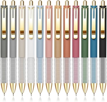 MiSiBao Black Ballpoint Pens 1.0mm Pens Retractable Ball Point Pens Smooth Writing Metal pen clip, 12-pack
