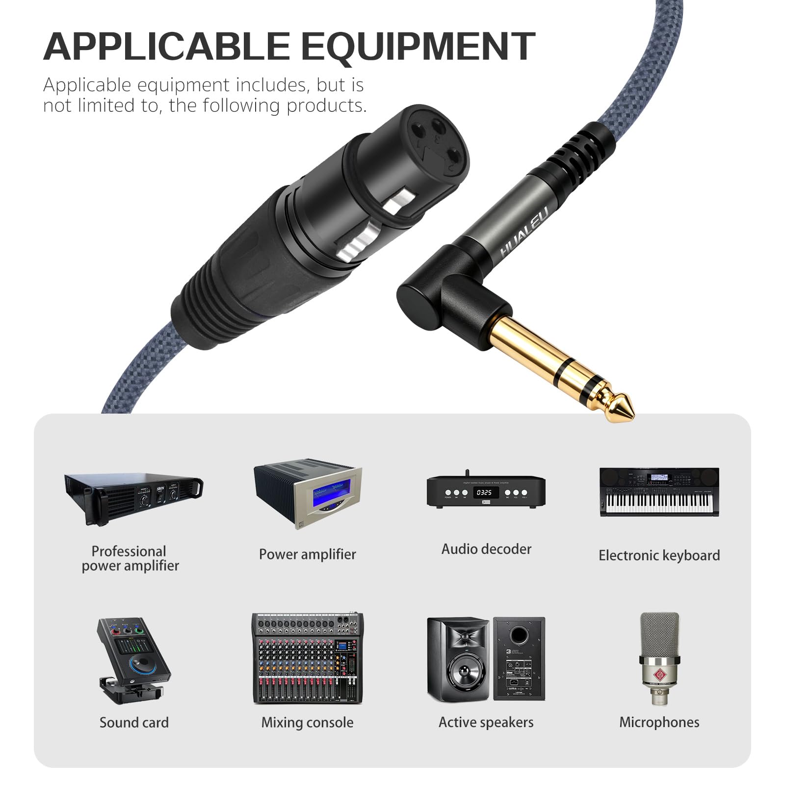 Cavo microfono ad angolo retto da 6,35 mm TRS maschio a 3 pin XLR femmina, 6,35 mm TRS a XLR femmina, confezione da 2