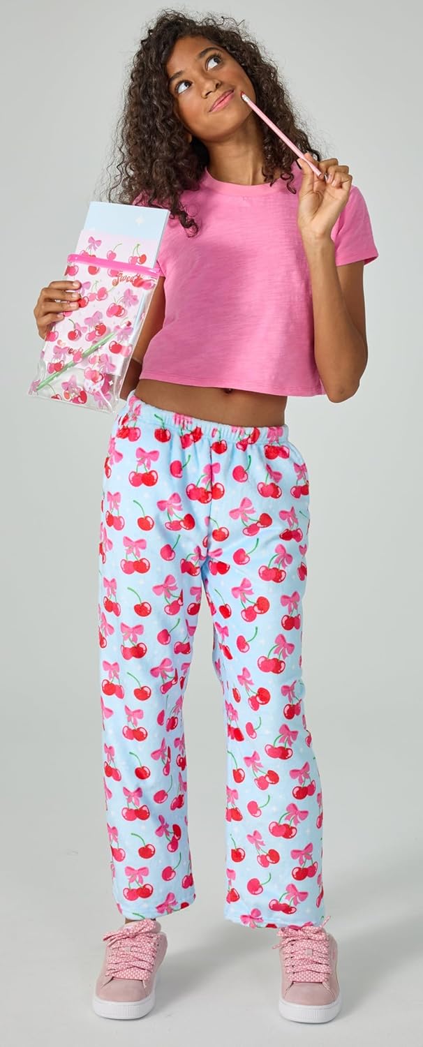 iscream Big Girls Silky Soft Plush Fleece Pants - Pretty in Print Collection - Image 3