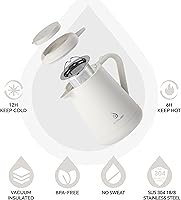 Vista 2 de Ideus Insulated Pour Over Coffee Maker 20oz, Stainless Steel Coffee Pot Pour Over Set Camping Coffee Carafe BPA-Free with Dripper for Home, Office &
