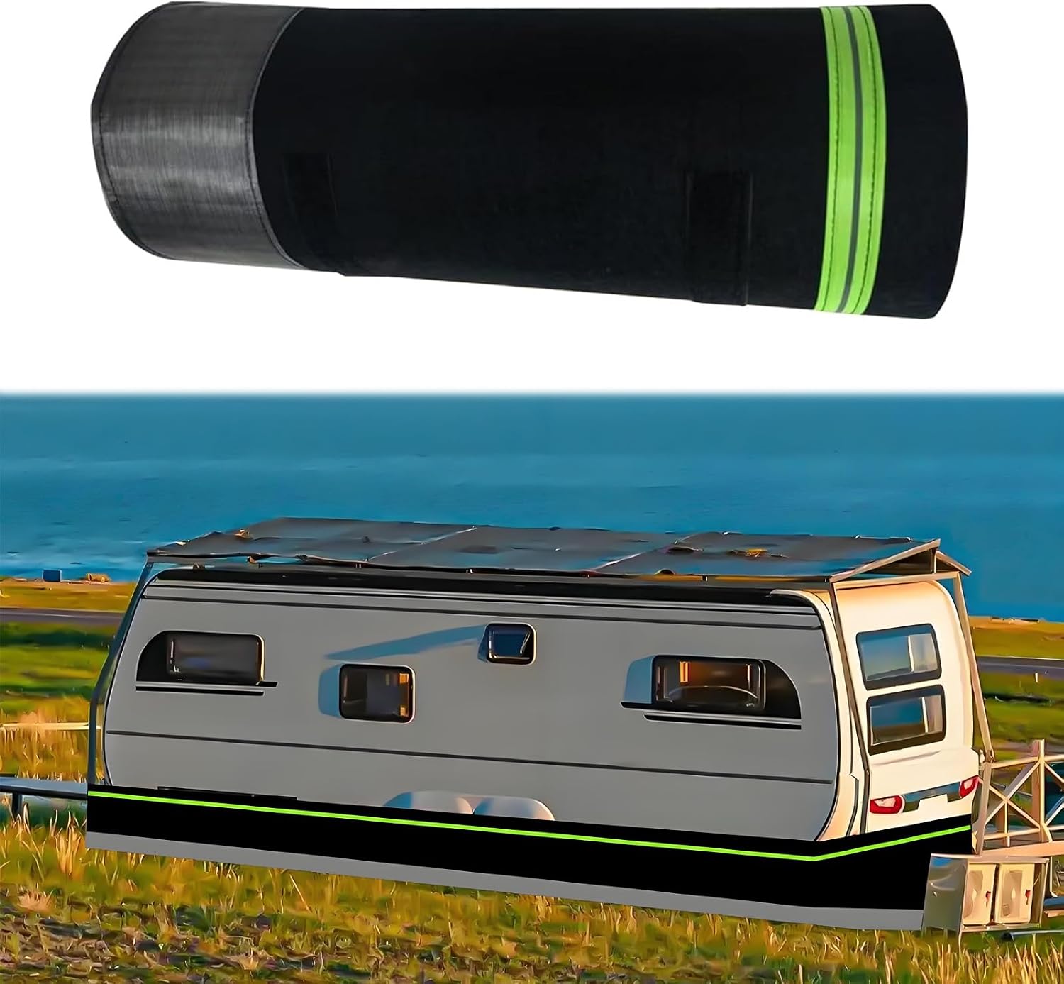Winter No Drilling Required Camper Rv Skirt 24m/78ft,31.5Inch Tall Thickening Hardening Skirting, Easy Install Travel Trailer Skirting for Mobile Home Exterior