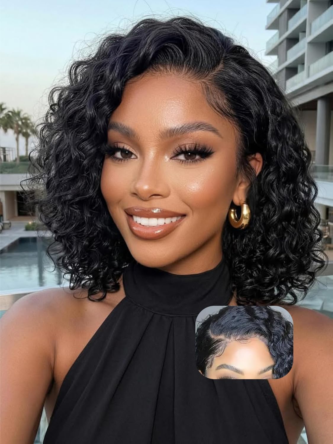 Curly Bob Wig Human Hair 13x4 HD Lace Front Wigs Human Hair for Women