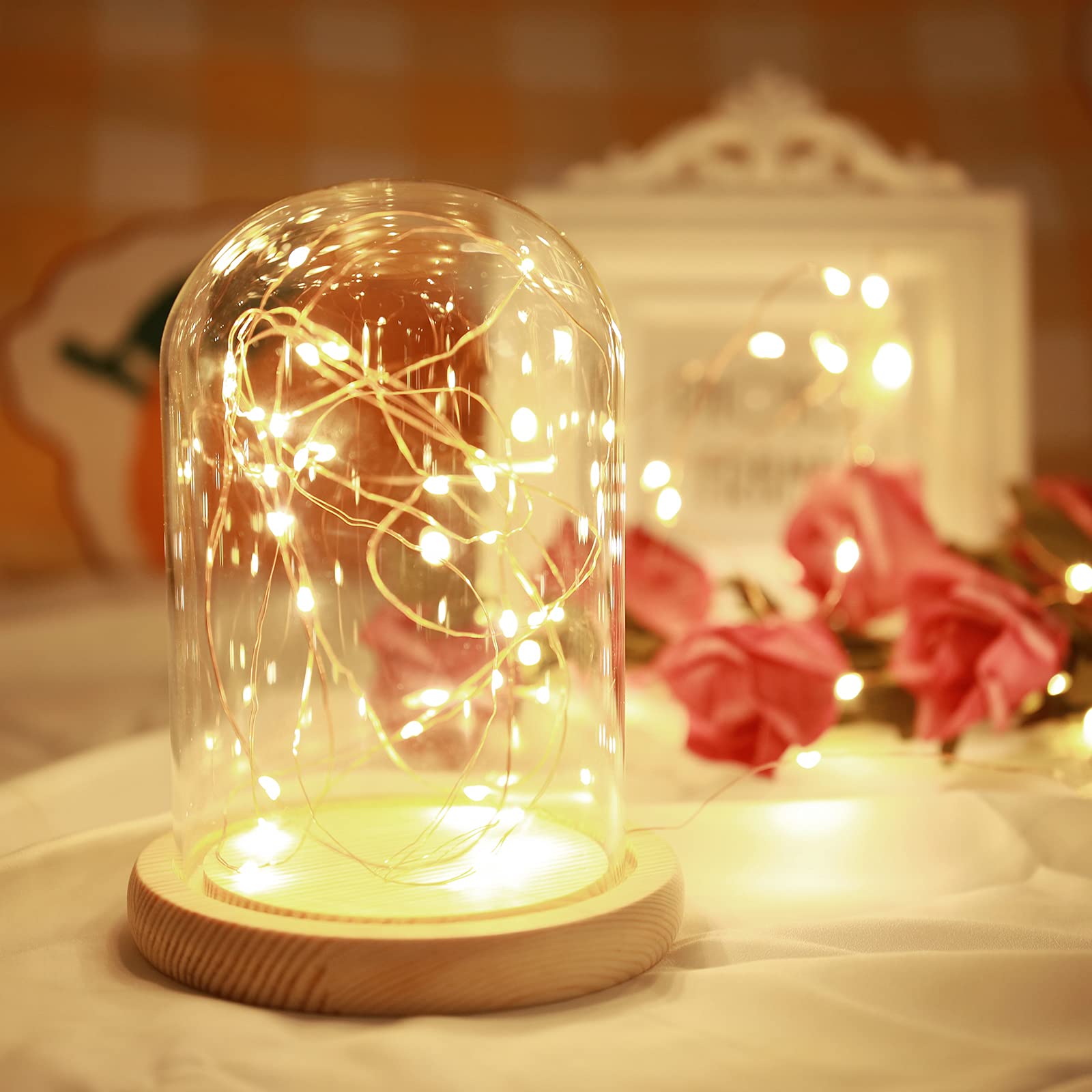 Yizhet Guirnalda Alambre Led, 10M Cadena Luces de Alambre de Cobre con 100 Micro Led, USB Guirnalda de Luces Impermeable para Navidad Dormitorio Fiestas Boda (Blanco Cálido)