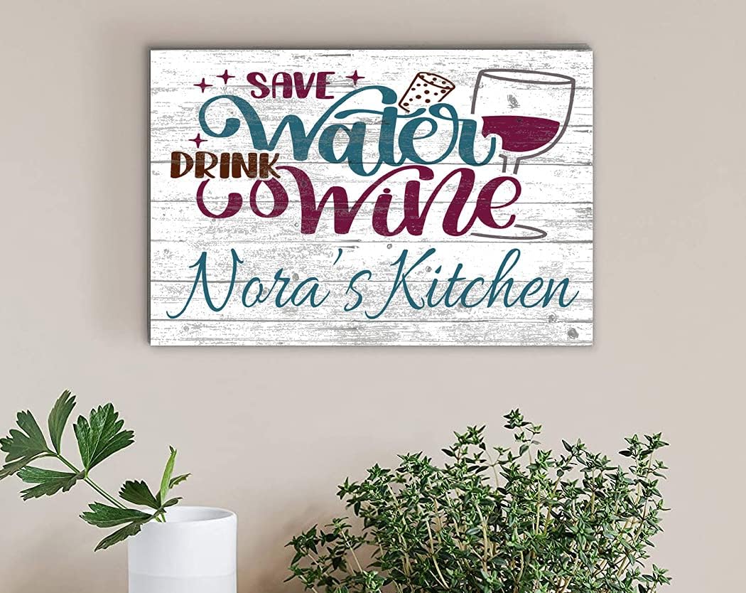 Personalized Wine Gift SAVE WATER DRINK WINE Sign Custom Wine Lover Theme Home Decor for Home, Kitchen, Wine Bar SOLID WOOD