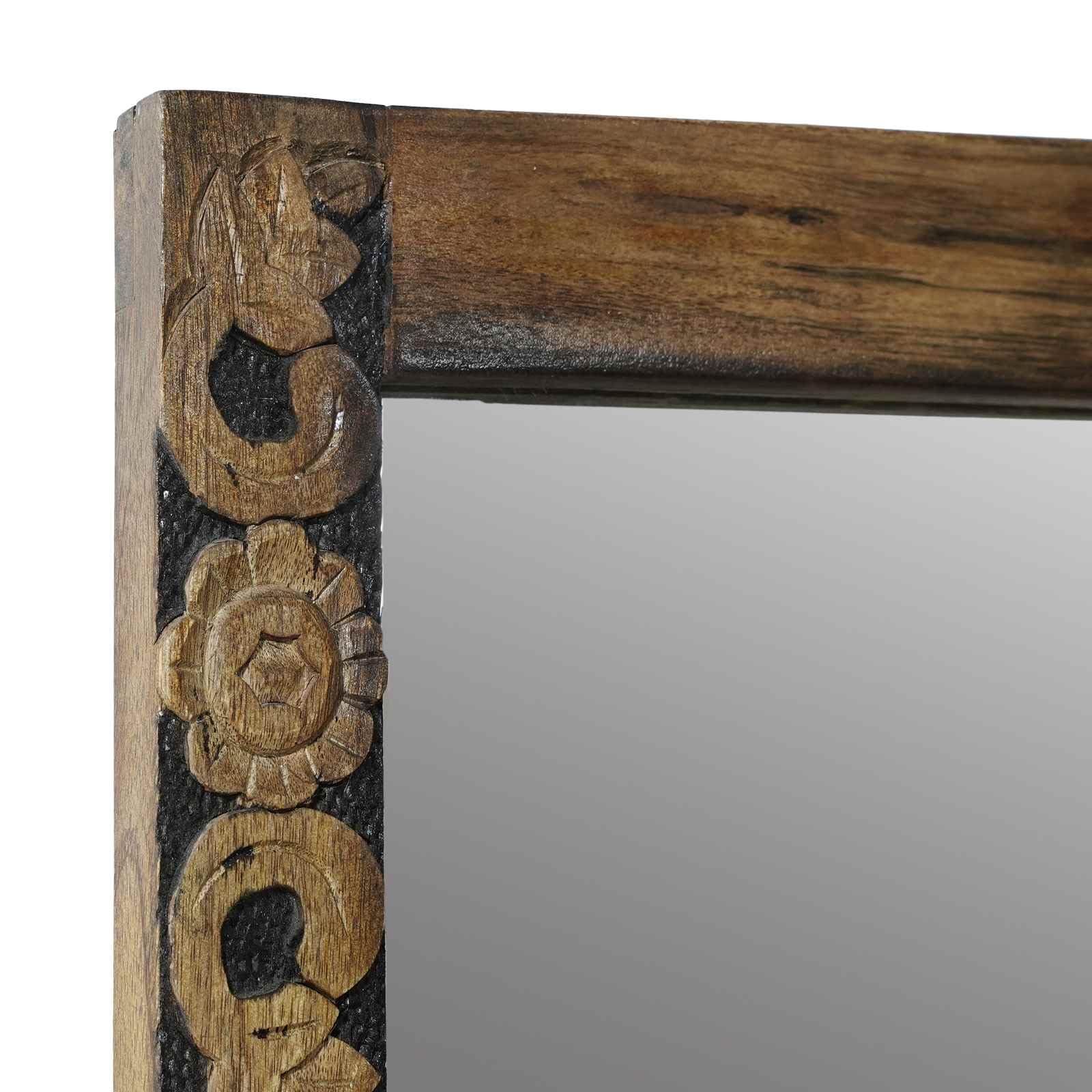 Fengshui Lustro ścienne orzech brązowy 70 x 50 cm materiał drewnopochodny szkło