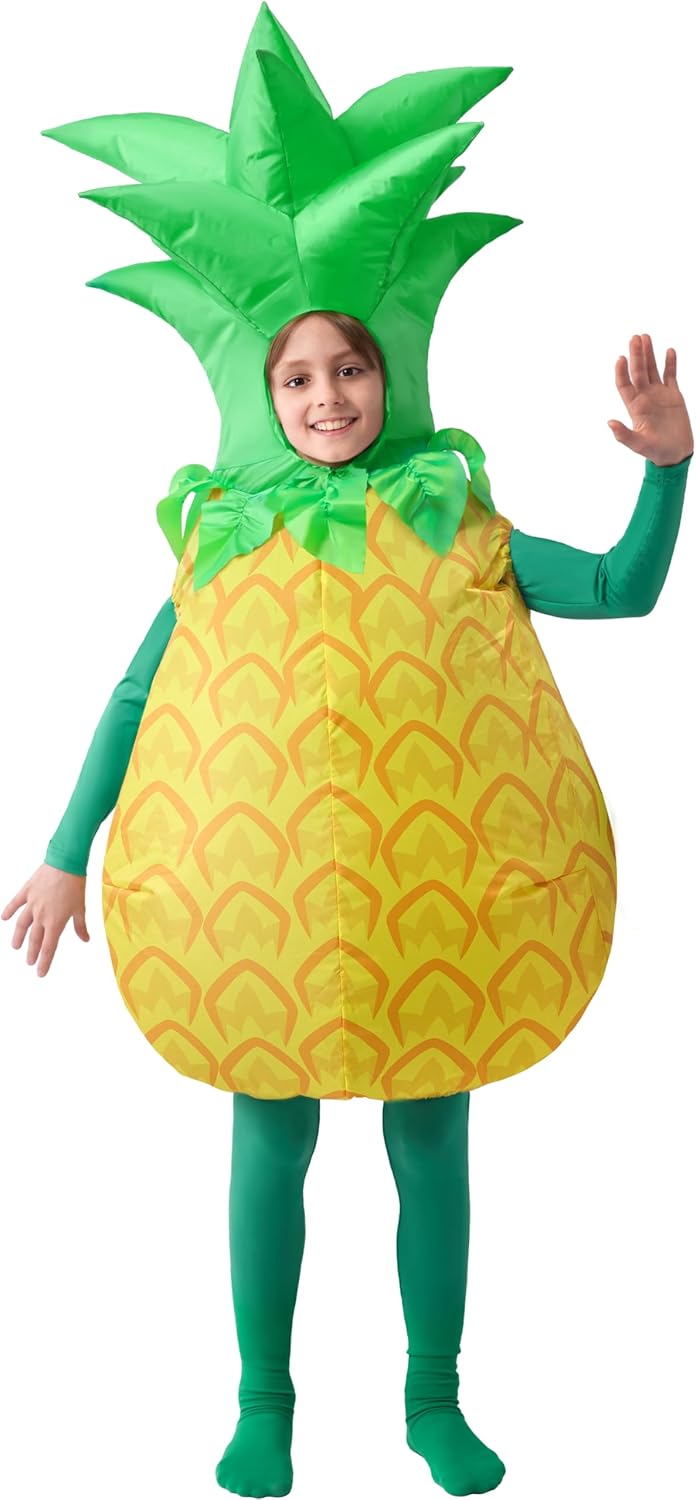 Spooktacular Creations Kids Halloween Inflatable Costumes, Pineapple Blow Up Costumes, Boys Inflatable Suit with Leaves for Halloween Cosplay Themed Parties