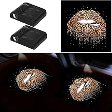 Women Cool Lips Bite Kiss Me Leopard Print Lips Car Door Projector Lights Leopard Cheetah Car Accessories Decor Gifts LED Car Door Shadow Ghost Welcome Lights by FLYEEGO