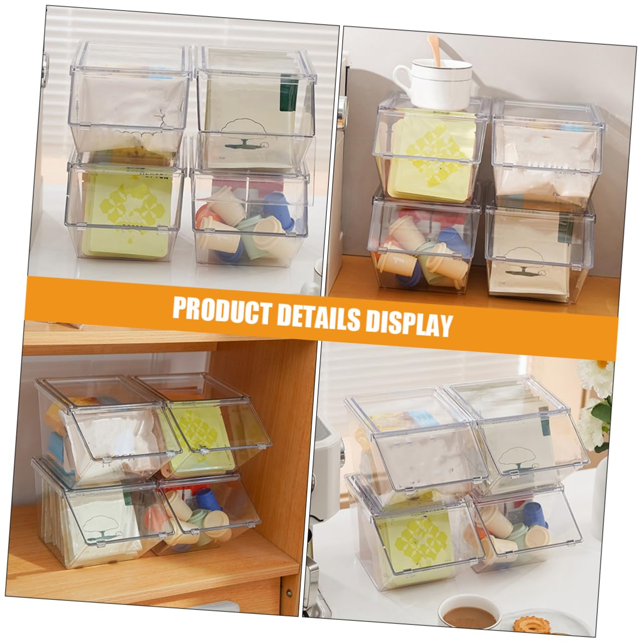 MAGICLULU Set Organizer Per Bustine Di Tè - Stazione Porta Bustine Di Tè Con Scatola Portaoggetti Contenitore Per Il Tè in Acrilico E Dispensa Organizer Per Bustine