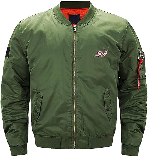 Funny Snail Men's Flight Bomber Jackets Thicken Windproof Windbreaker Military Jacket Full Zip Outwear