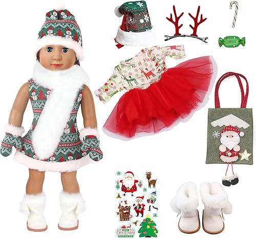 15 piezas de ropa de muñeca de 18 pulgadas de invierno, incluyendo accesorios de muñeca, ropa de muñeca, zapatos de muñeca, bufanda de muñeca,