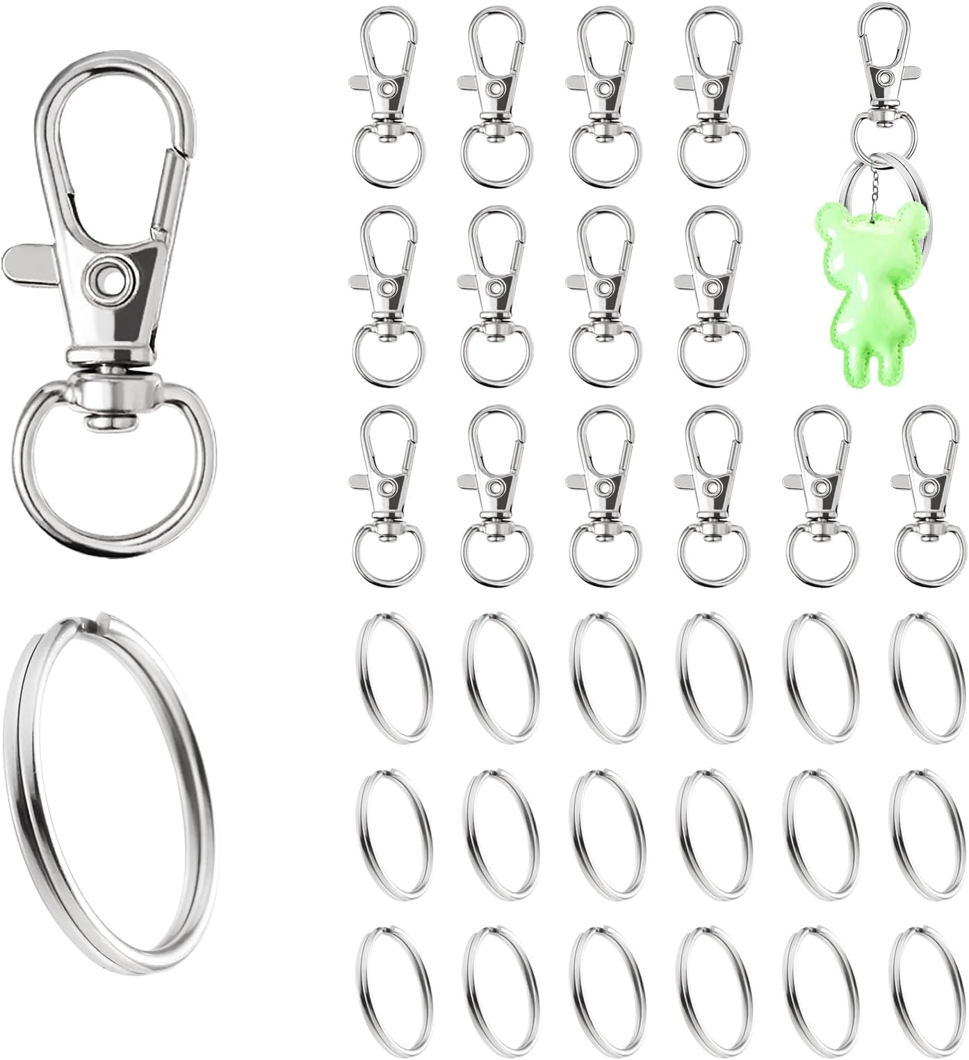 30 Stück Schlüsselanhänger Set - Karabiner Mit Ketten Für DIY Bastelprojekte