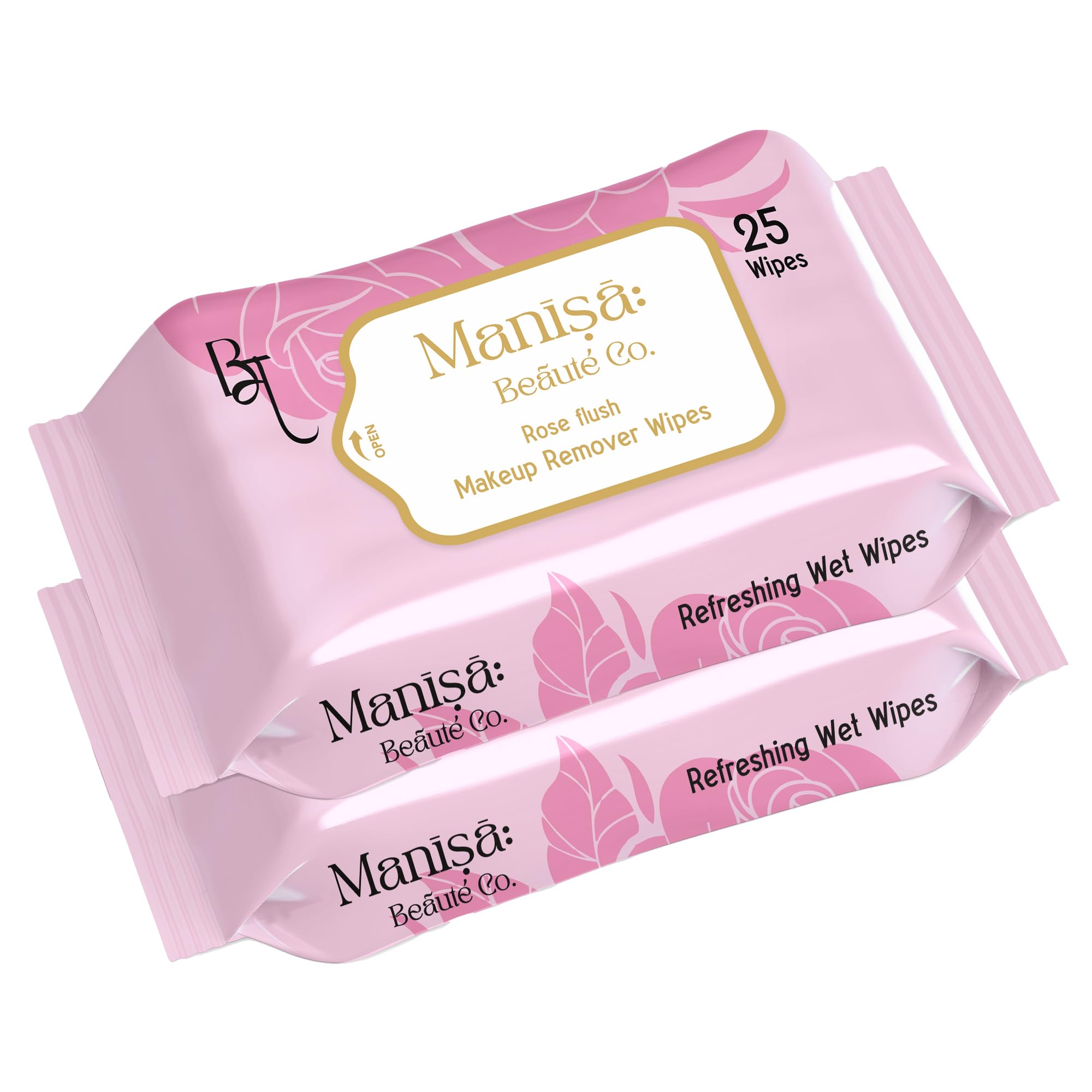 Manisa Beaute Co. Rose Flush Makeup Remover Wipes | Alcohol-Free, Paraben-Free, Vegan & Cruelty-Free | Rose-Infused Makeup Removing Wipes | 50 Wipes (Pack of 2)-image-10