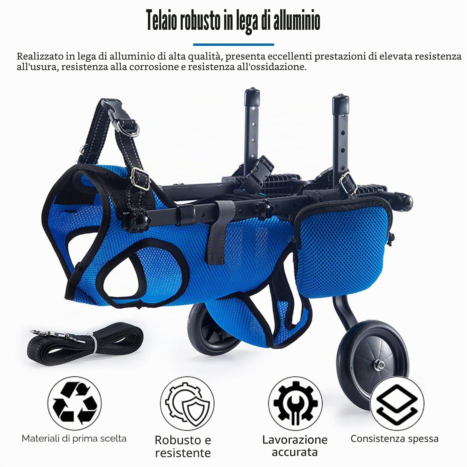 Sedia a rotelle per cani per le gambe posteriori, supporta la guarigione, regolabile 2 ruote, passeggino per cani e sedia a rotelle per piccoli feriti, disabili, paralizzati o sulle zampe
