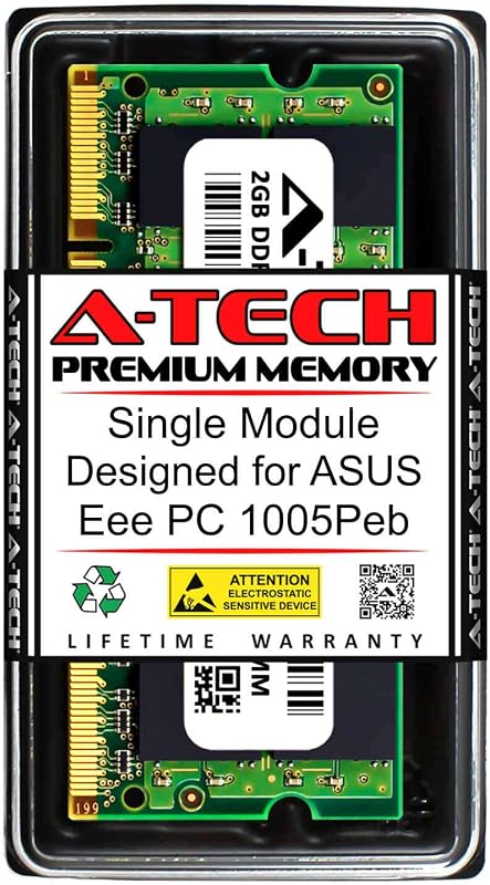 2 GB de RAM para ASUS EEE PC ASUS 1005PEB | DDR2 667 MHz SODIMM PC2-5300 Módulo de actualización de memoria sin ECC de 200 pines