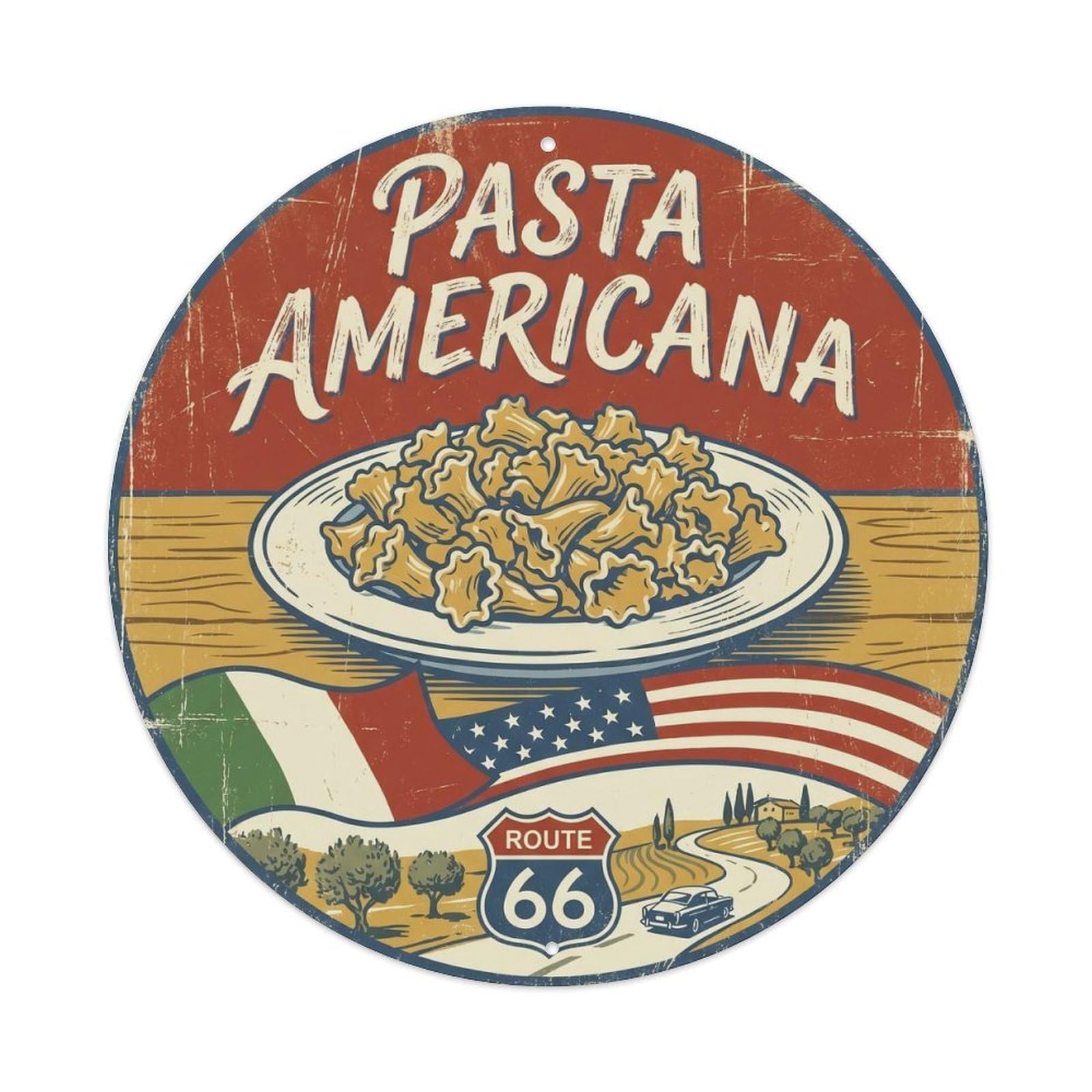 Pasta Variety Americana Italian Food Market Metal Tin Sign