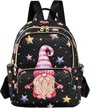 Gnomes Mini Backpack for Women, LightWeight Travel Backpack Purse Shoulder Bag Small Casual Daypack for Womens