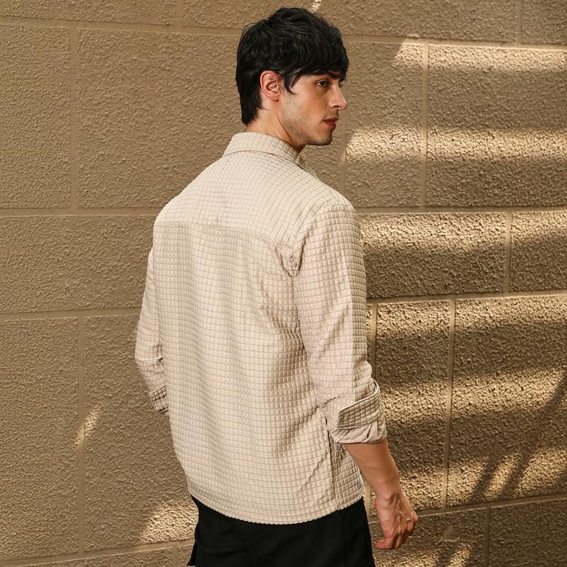 Image of CAHOOT Men's Oversized Shirt Casual Wear | Lapel Collar | Long Sleeve | Button Closure | Oversized Shirt Crafted with Comfort Fit for Everyday Wear