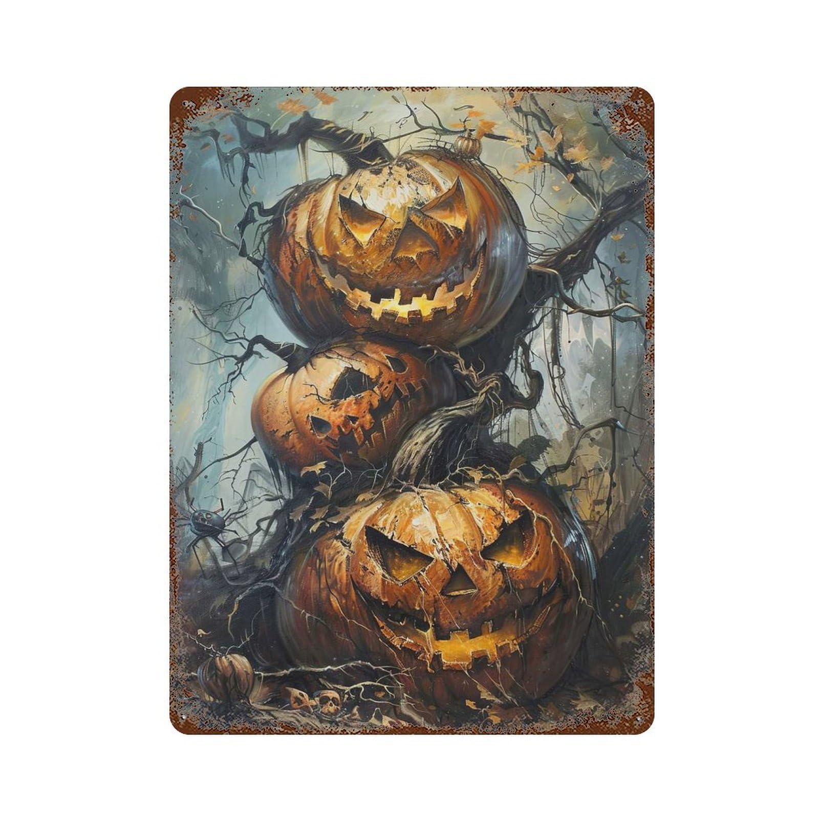 Halloween XVIII Rustic Tin Plaque 15.7"x11.8", Farmhouse Wall Decor for Shed, Workshop And Garage Wall Decor