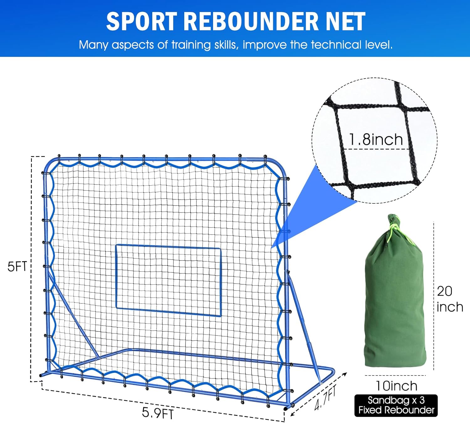 Photo 1 of  Soccer Rebounder Net, Quick-Switch Angle Soccer Training for Control, Passing Practice, Easy Setup Rebounder Gifts Aids & Equipment for Kids,Teens & Adults 