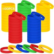 6.3 inch Silicone Bracelets, 100 x Green Silicone Elastic Rubber Bracelets for Sports Teacher Children Boys Girls Child (For 3-7 Years 4 Colours)