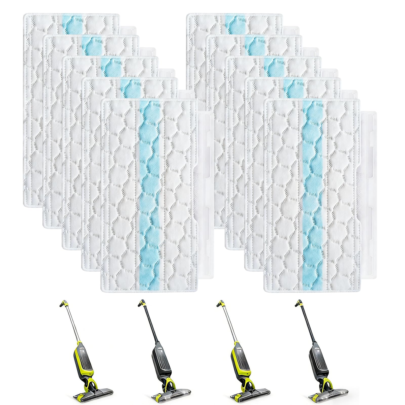 10 Pack Disposable Mop Pads Compatible with Shark VACMOP VM252 VM250 VM200 VC205 VM190, Vacuum Mop Refills with Integrated Dirt Chambers, Microfiber Replacement Pads for Sealed Hard Floor Cleaning
