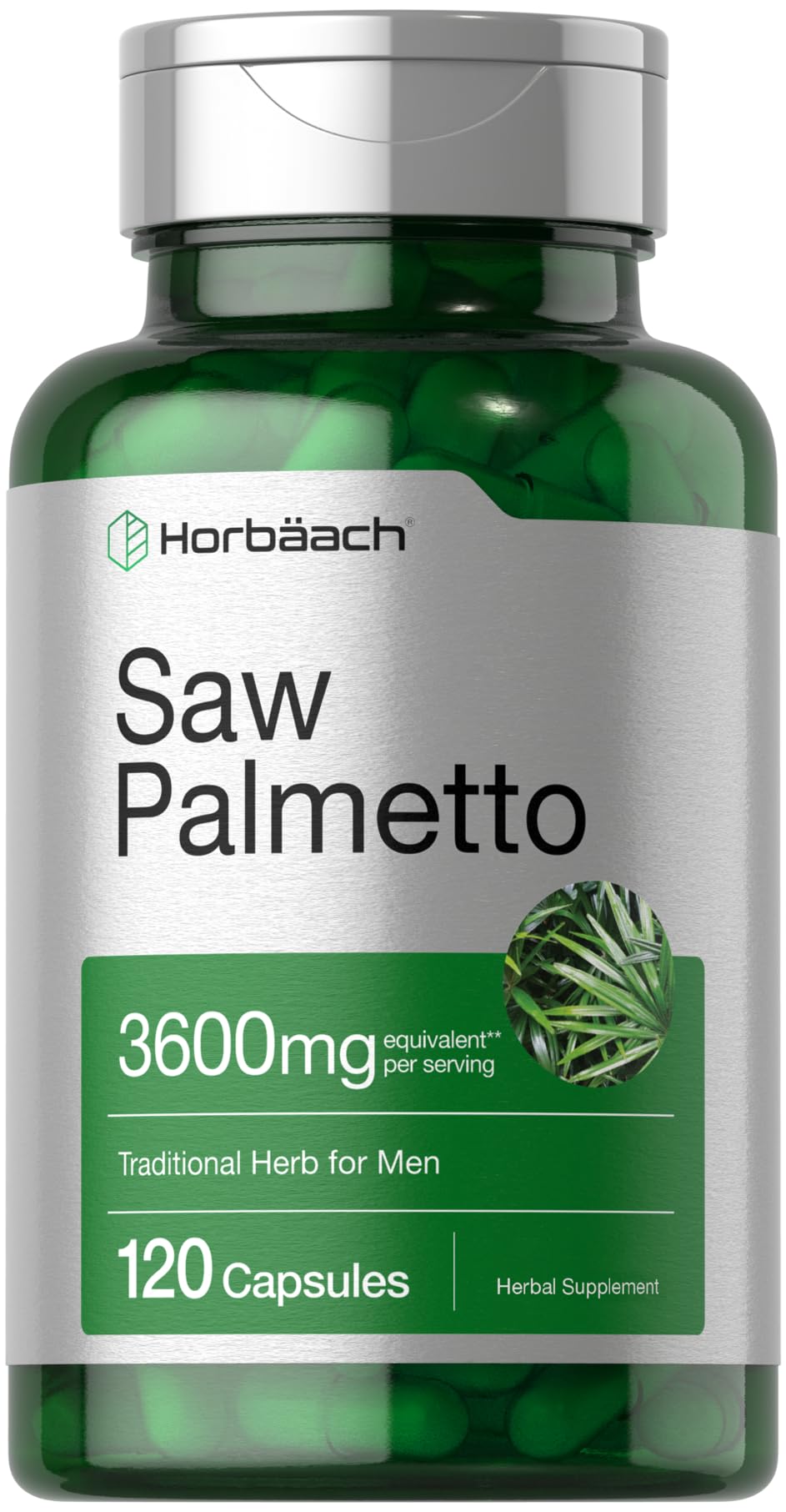 Saw Palmetto Extract | 3600mg | 120 Capsules | Prostate Supplement for Men | Gluten Free | from Saw Palmetto Berries | by Horbaach