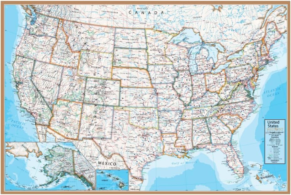 Waypoint Geographic Contemporary Series USA Wall Map, Laminated World Map Poster, Educational Wall Art For Home, Classroom, or Office, Unique Gifts, 24” x 36”