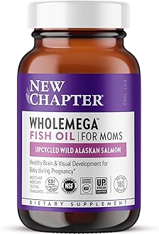 Wholemega for Moms Fish Oil Supplement, Tiny Capsules, 2000mg per Serving, Prenatal DHA with Omega-3 + Vitamin D3 for Prenatal & Postnatal Support, 500mg Each - 180 Count