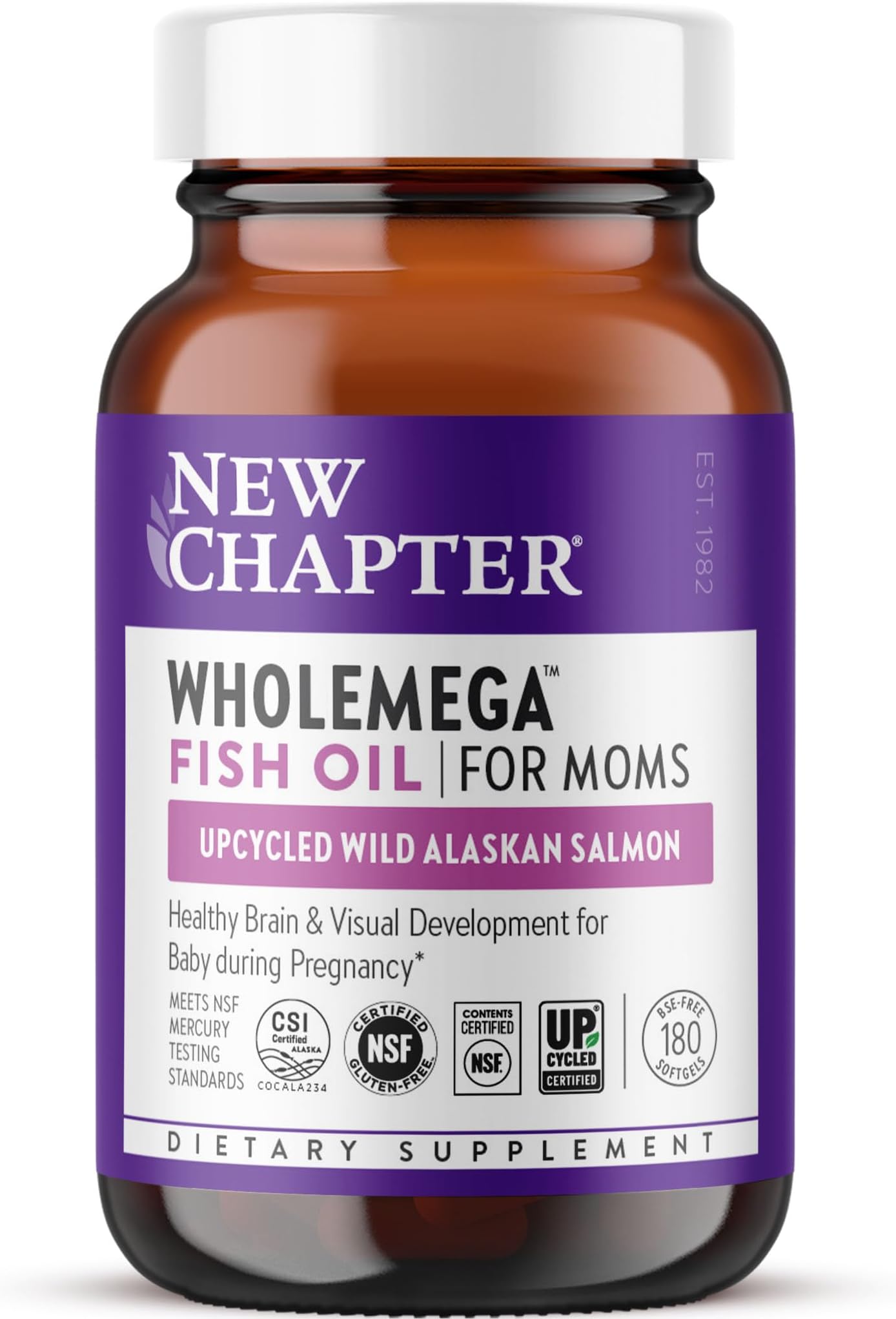 Wholemega for Moms Fish Oil Supplement, Tiny Capsules, 2000mg per Serving, Prenatal DHA with Omega-3 + Vitamin D3 for Prenatal & Postnatal Support, 500mg Each - 180 Count