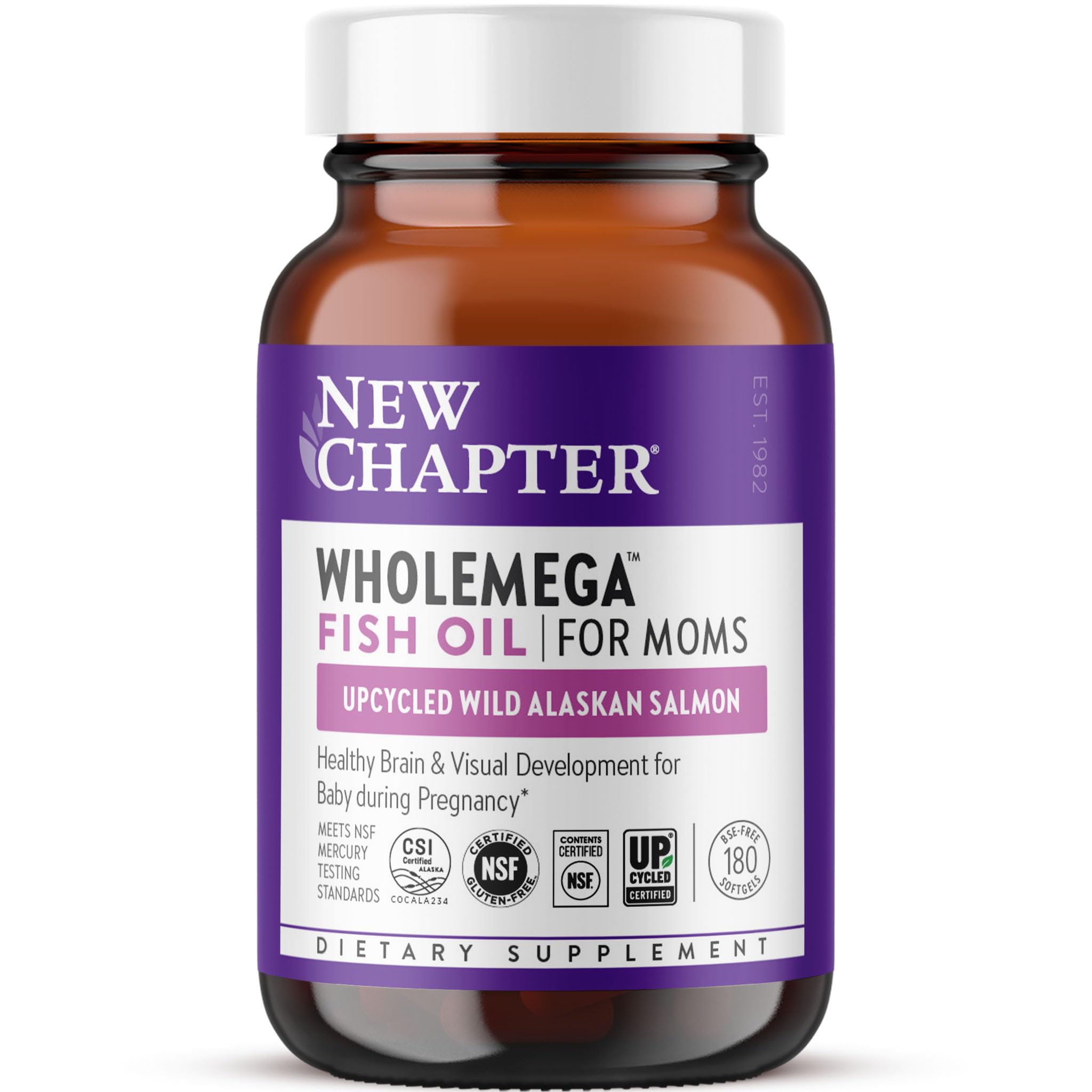 Prenatal DHA - Wholemega for Moms Fish Oil Supplement with Omega-3 + Vitamin D3 for Prenatal & Postnatal Support - 180 ct Softgels 500 mg