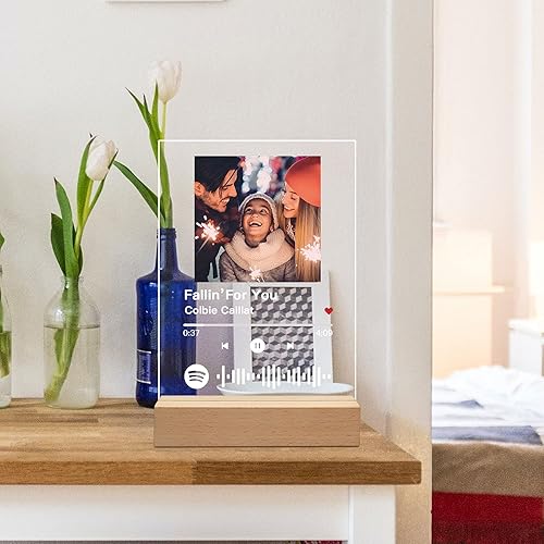 Miniatura 5 de Placa de música personalizada Spotify Canción acrílica con foto cubierta de álbum de fotos personalizada código escaneable lámpara de luz nocturna