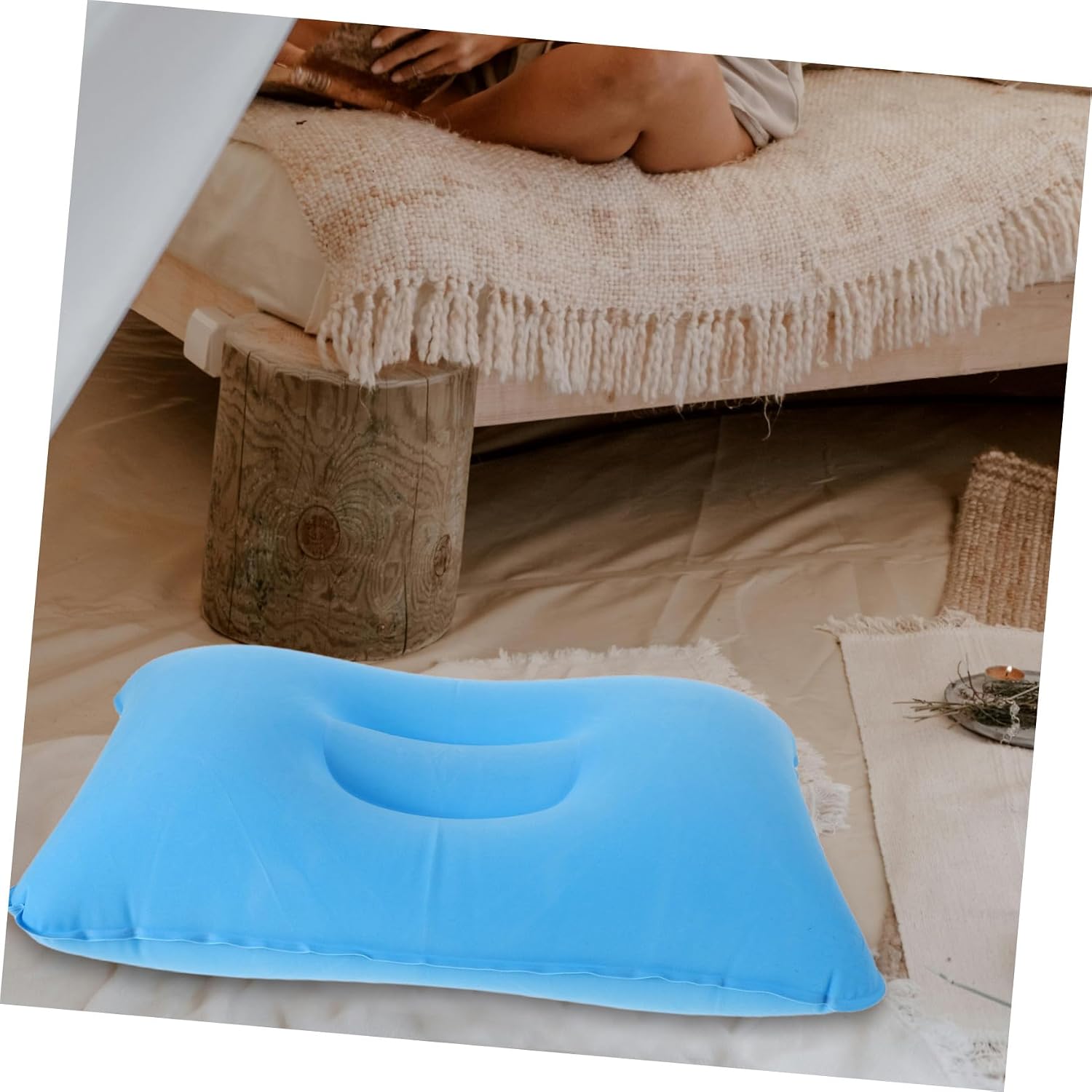 Inflatable Camping Pillow for Travel and Outdoor Use Self-Inflating Square PVC Pillow with Comfortable Support and Versatile Use for Backpacking and Napping