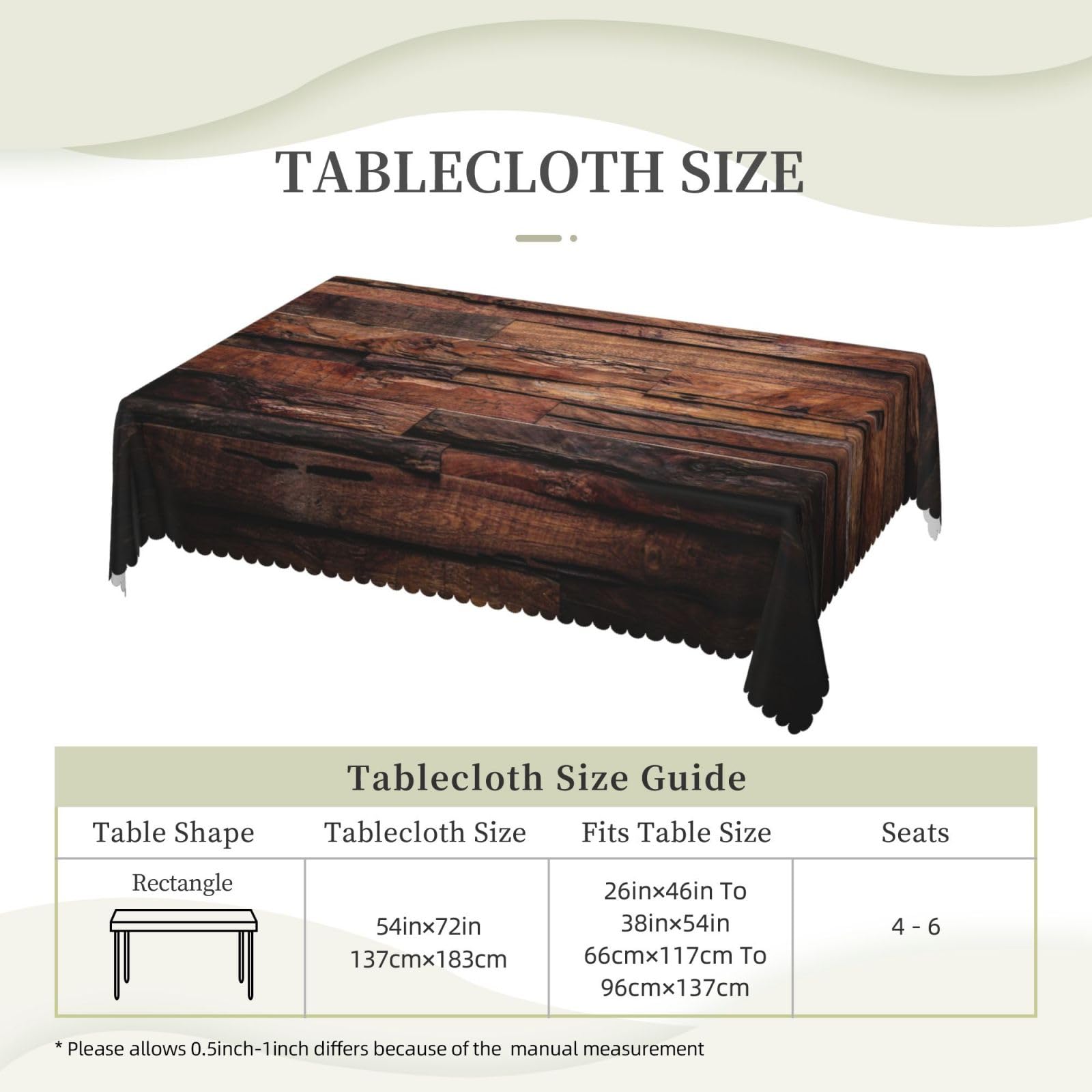 Oudain Tovaglia Rotonda Effetto Legno 213 Cm – 12 Pezzi – Plastica Resistente, Impermeabile E Antimacchia – Vintage Marrone Scuro Per Tavoli Da Cucina, Feste E Picnic - 6