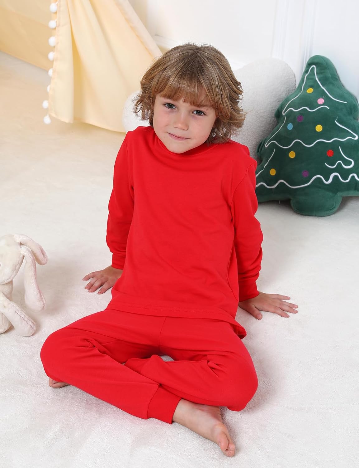 A&J DESIGN Pajamas Set for Kids 2-14 Years, 100% Cotton Solid Color 2 Piece Pjs - Image 4