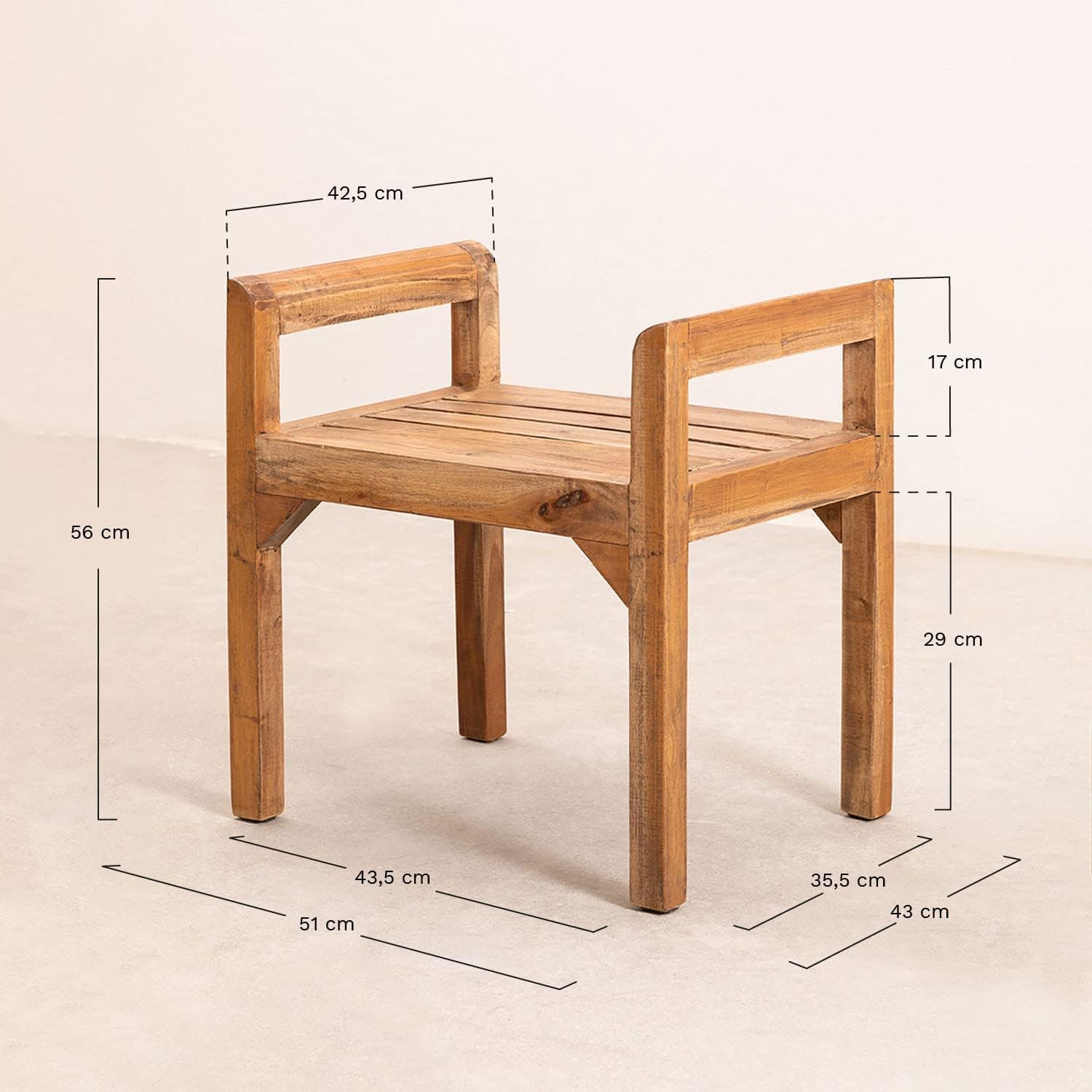 GOKUL ART Solid Sheesham Wood Seating Bench with Armrest for Home Living Room Hall Wooden Furniture for Indoor Outdoor Garden Balcony (Teak Finish) Platform 1
