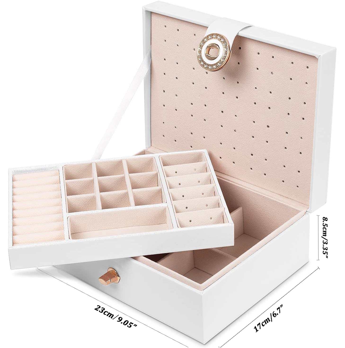 QBestry Stud Earring Organizer for Girls Jewelry Organizer Box Earring Box for Girls Jewelry Box for Stud Earrings Storage Organizer teen Jewelry Boxes for Women Earrings Holder Organizer Box White
