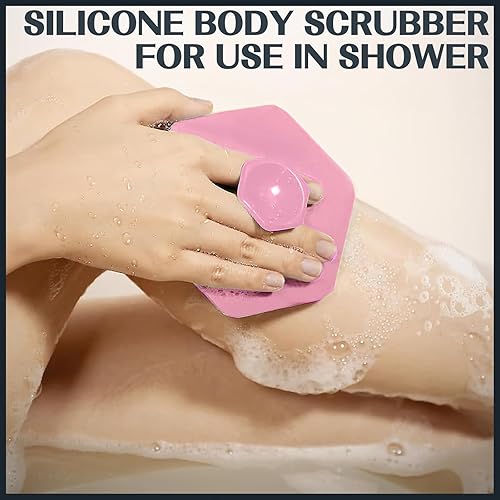 Miniatura 2 de Exfoliante corporal de silicona, limpiador corporal multifuncional, limpiador de ducha suave, cepillo de limpieza facial de silicona con mango de